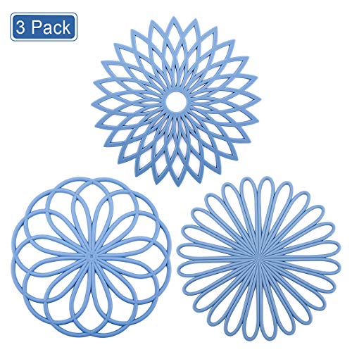 SenPuSi Juego de 3 Salvamanteles de Silicona para Cazuelas, Aptos para Lavavajillas, Resistentes al Calor, Antideslizantes, Multifuncionales, Posavasos de Silicona