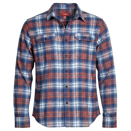 Vasego Mens Flannel Shirt Long Sleeve Regular Fit Cotton Lumberjack with Button-Down Pockets Classic Soft and Comfortable Plaid Shirt for Everyday Wear Burgandy