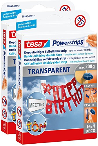 Tesa Powerstrips Deco, trasparente, FINO a 200 g