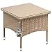 Produktbild Casaria Polyrattan Beistelltisch 50x50x45cm Höhenverstellbare 5mm Sicherheitsglas Wetterfest 80kg Belastbar Gartentisch Balkontisch Teetisch Outdoor Creme