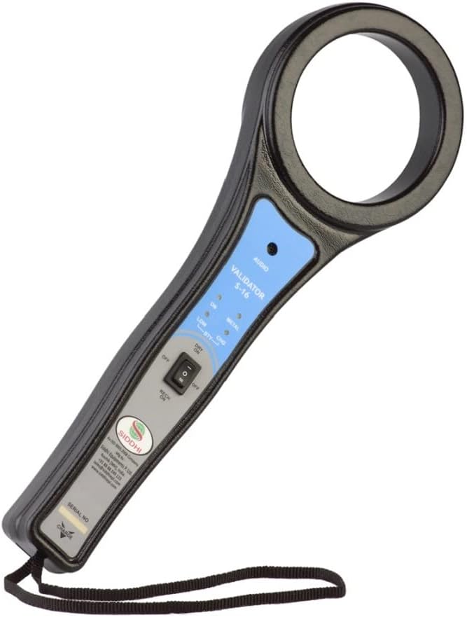 Hand Held Metal Detector Model Validator S-16 (Black-Blue) with LED Indication and Variable Audio for Malls, Airports, Hotels, Railway Stations, Banks