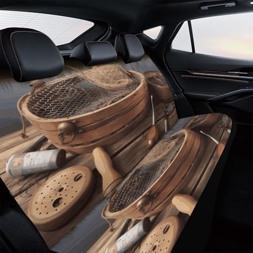 Funda de asiento de coche resistente a arañazos con diseño de pesca rústica 4