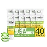 SPF Rx Bulk SPF 50 Sport Sunscreen – Broad Spectrum UVA UVB Protection - Water & Sweat Resistant – High Performance Sun Protection – Best Sport Sunscreen - Travel Size Bulk Packs - 1 oz, 40 Pack