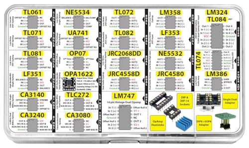 3pdt OpAmp Assortment 50 pcs incl. Sockets, TL061 TL071 TL081 UA71 LF351 LF353 NE5534, OPA1622 LM324 TL072 TL082 LM358 LM747 OP07 JRC4558D Dual Single Quad Audio, NE5532 LM386 CA3080 CA3140 CA3240 - Thumbnail 4