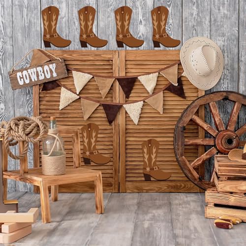 Image of Honoson 50 Pcs Cowboy Boot Decorations Bulletin Board Cutouts DIY Wild West Cowpoke Boots Paper Cutout West Cowboy Themed for Bulletin Board Decor Cowpoke Party Wild Occident Themed Party Supplies