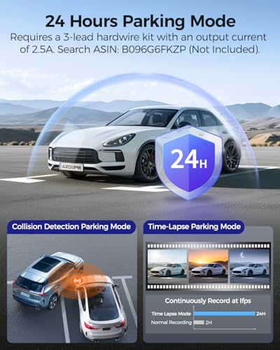 Image of AZDOME M550 Pro5G WiFi 3Channel Dash Cam for Car Built-in GPS, 4K+1080P Dual Dashcam for Front and Rear 1440P+1080P, 512GB, 3.19 inch IPS Screen, IR Night Vision, 24H Parking Mode - Car Accessories