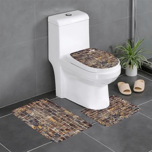 AUBKFELD Industrial Brick Wall Background Printed Bath Mat S