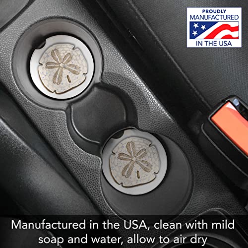 Counterart Sand Dollar 1 Pack Absorbent Stone Coaster For Vehicle Cup Holder 2.6” Diameter Manufactured In The Usa #TOP3