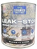 SIRAMICO COATINGS | Leak Stop Rapid Roof Repair BLACK Paint | 1 Litre | Instant Waterproof Roof Sealant | Perfect for Flat and Pitched Felt, Shed & Garage Roofs | Can Be Applied to Damp Surfaces