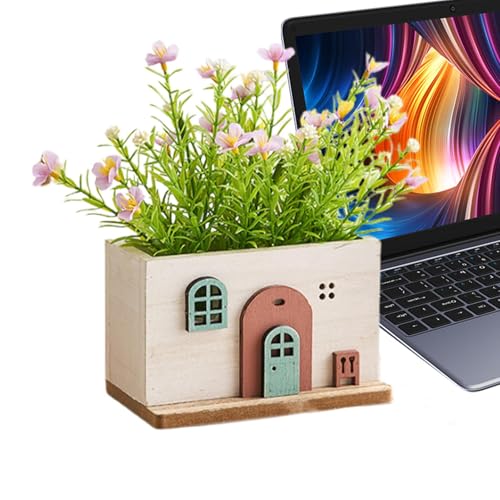 Plantas en macetas Decoración artificial, Faux en macetas en macetas interiores | de flores de estilo de casa artificial | Decoración de mesa de vegetación, pie de mesa de escritorio para amigos y fam