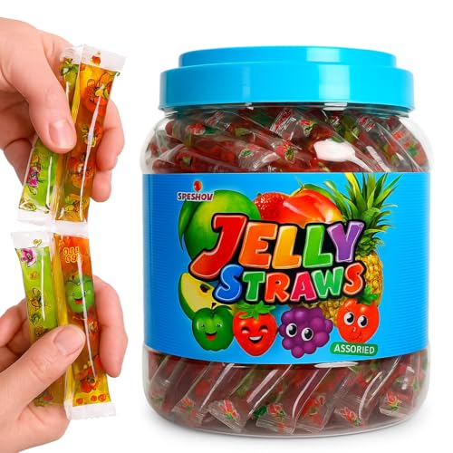 XXL MEGA 1,4kg Jelly Straws Fruit Fruchtgummistäbchen/Geleefruchtstreifen, Fruchtgummi Jelly Strips Straws, Kaubonbon-Stangen, Soft-Kaustangen mit Fruchtgeschmack Assorted Flavors MEGA VORTEILSPACK
