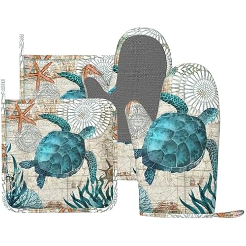 MIFSOIAVV Sea Turtle Heat Resistant Oven Mitts Cover