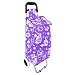 Produktbild klappbarer Treppensteiger Einkaufstrolley Einkaufsroller Trolley Einkaufskorb leicht Blumenmuster mit Rädern, Farben:Lila