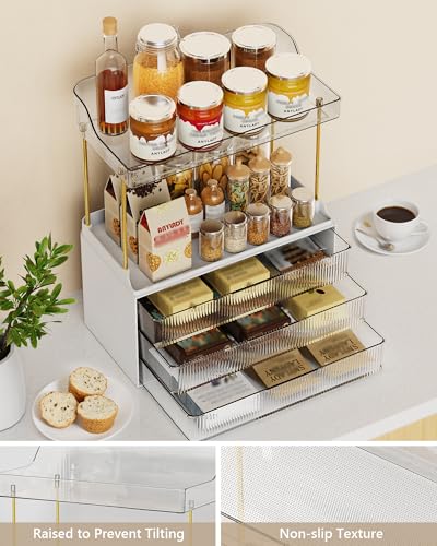 Image of Anylady Bathroom Organizers and Storage, Makeup Organizer (Sturdy Durable Attractive), Ideal for Vanity, Countertop, Counter, Perfume, Skincare, Cabinet, Cosmetic, Dresser Organizer (White)