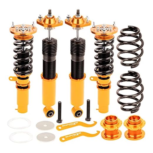 maXpeedingrods Juego de Amortiguadores de Choque Ajustables 2 Piezas Delanteras y 2 Traseras Suspensión de Neumáticos Coches Kit Coilover para E46 3 Series 320i 323i 325 [EU STOCK]