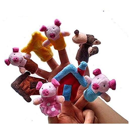 iMagitek Story Telling Time Finger Puppets, The Three Little Pigs Animal Finger Puppet Toy Educational Toys Fairy Tale Toy Plush Puppet Storytelling Doll