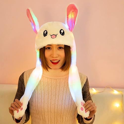 Miniatura 7 de AIYUENCICI Divertido sombrero de conejo de felpa con orejas para saltar en movimiento, lindo gorro de conejo para mujeres y niñas, fiesta de cosplay