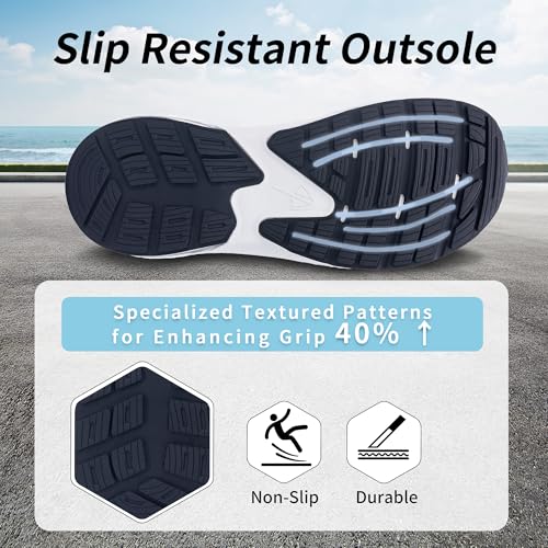 Autper Wide Toe Box Walking Sneakers Women Plantar Fasciitis Arch Support Running Tennis Comfortable Orthotic Shoes for Bunion Feet Pain Relief US6-114