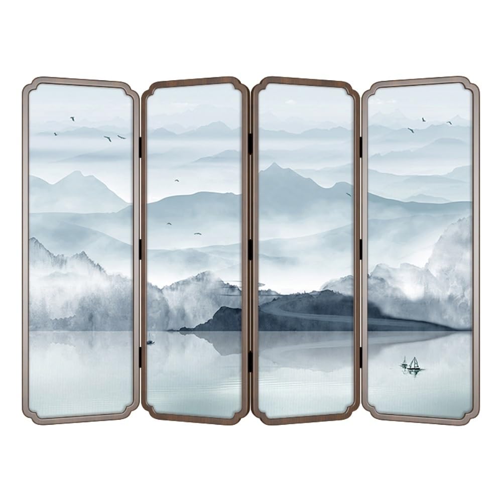 Privacy Screen Floor-standing Screen Partition Home Decoration Background Wall Living Room Porch Office Retro Landscape Folding Room Divider