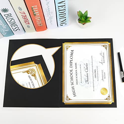 Sunee Certificate Holders(Black, 30 Packs, New Pattern), Diploma Covers Gold Foil Border, For Letter Size 8.5X11 Certificates, Cardstock, Document Papers #TOP3