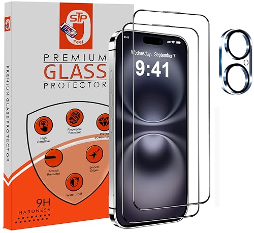Image of STP FEEL 2+1 Pack For iPhone 16 Plus 5G (6.7 inch) Tempered Glass Screen Protector with Camera Lens Protector, 9H Hadness, Diamond-Grade Shatterproof, HD Clear, Anti-Scratch