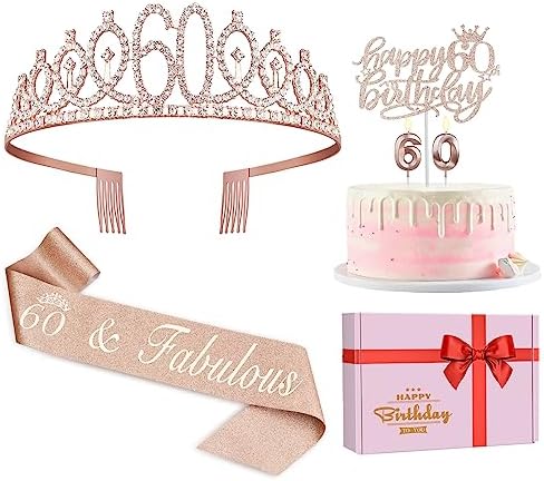 60th Birthday Decorations for Woman, Including 60th Birthday Sash...
