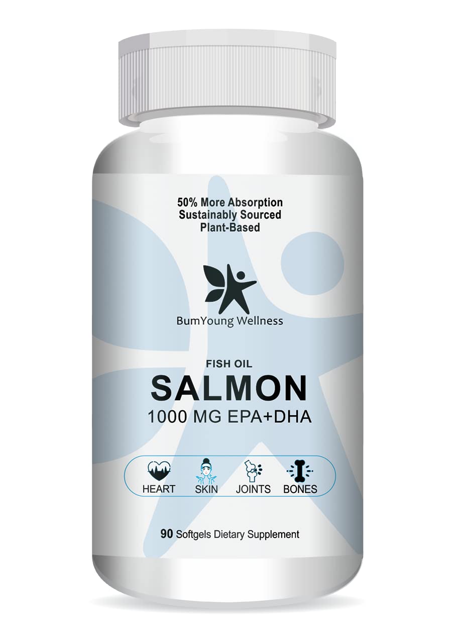 BumYoung Wellness Salmon 1000 mg EPA +DHA Fish Oil For Heart, Bones