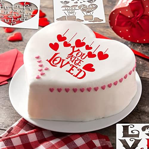 Containlol 30 Pcs Valentine Stencils Plastic Valentine's Day Reusable Heart Stencil Templates Painting Envelope for DIY Crafts Scrapbooks Album Card Wedding Party Decor