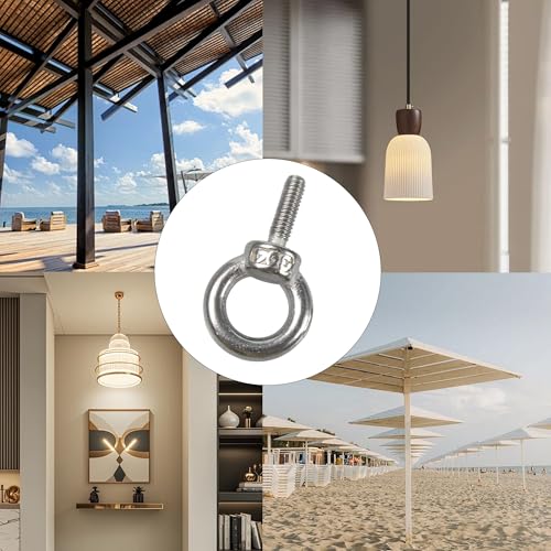 Image of 12PCS M3 Male Thread Eye Bolts, Stainless Steel Lifting Shoulder Eye Bolt, Heavy Duty Screw Ring Shaped Eye Bolt