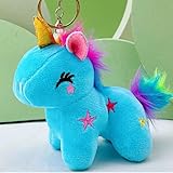 YUKOUQIAN Unicorn Stuffed Animals Mini Plush Toy Keychain Small Plushies for Kids Girls Boys 4.2 Inch (Keychain Unicorn Blue)