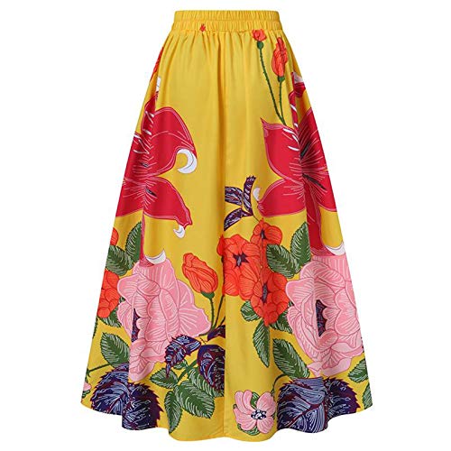 Skirts for Women Floral Print High Waist Maxi Skirt Casual Loose Flowy Boho Party Long Women's Skirts with Pocket4