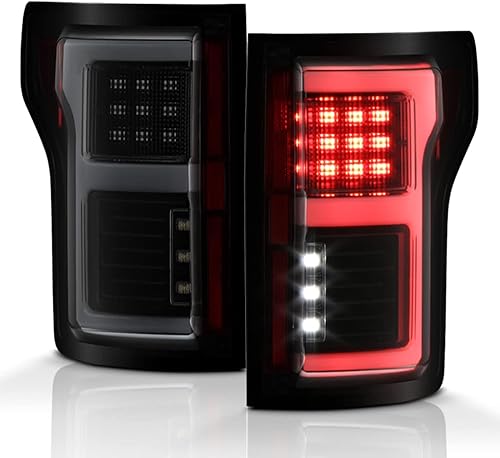 ACANII - Para Ford F150 2015 2016 2017 con sensor de punto ciego negro ahumado completo LED tubo de luz trasera luces traseras par