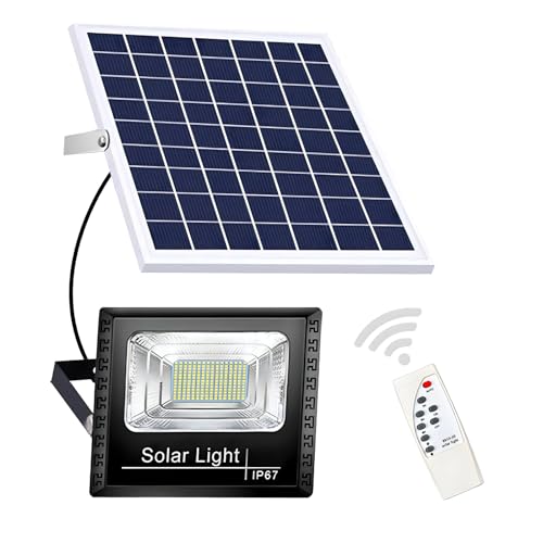 DuBom 100w to 800w 6500K Solar Flood Light Outdoor Remote, IP67 Waterproof Solar Power Security Light Auto On/Off, Dusk to Dawn for Yard, Gazebo, Shed, Barn, Porch, Patio, Garage, Garden (100W)