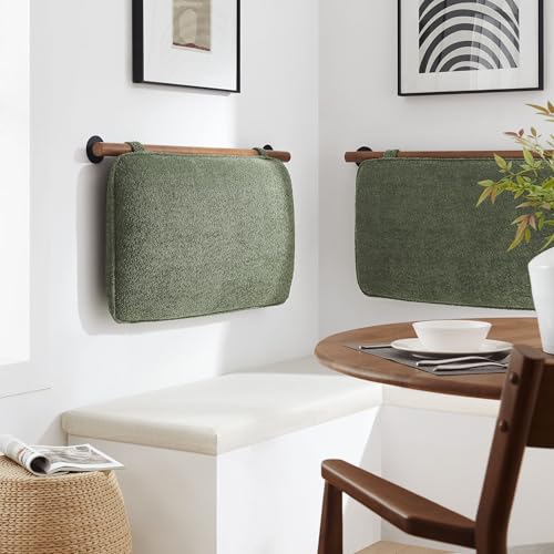 Modway Anela Chenille Upholstered Wall-Mounted Headboard Twin Size in Sage Walnut - Floating Padded...