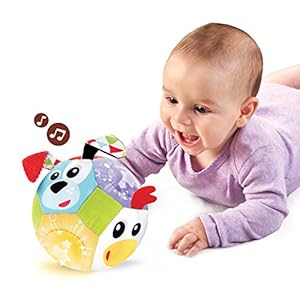 Yookidoo Baby Lights N’ Music Friends Ball A Soft Newborn Musical Ball Toy with Flashing Stars and Three Friendly Farm Animals. Ideal for Floor Play, Stroller Or Crib.