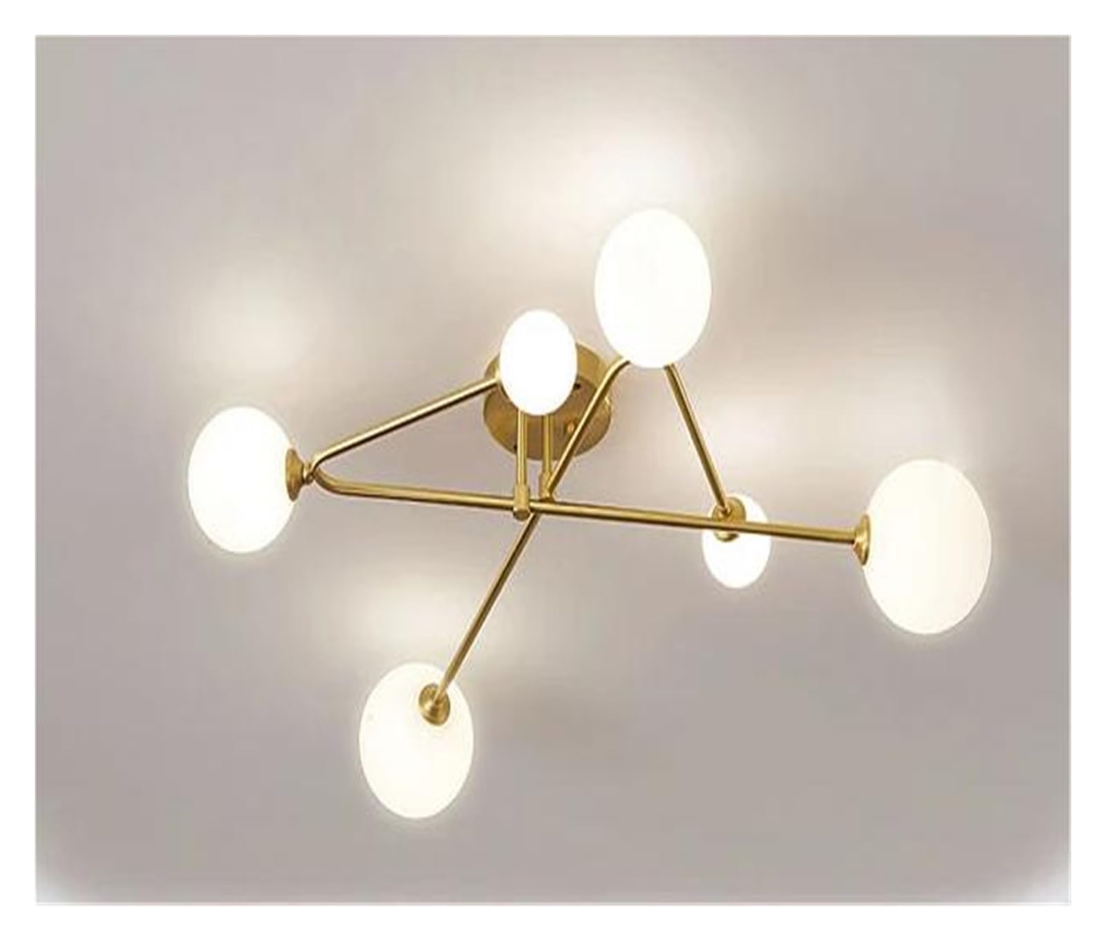 Suspension scandinave cuivre moderne fy-83 à 6 têtes en verre blanc