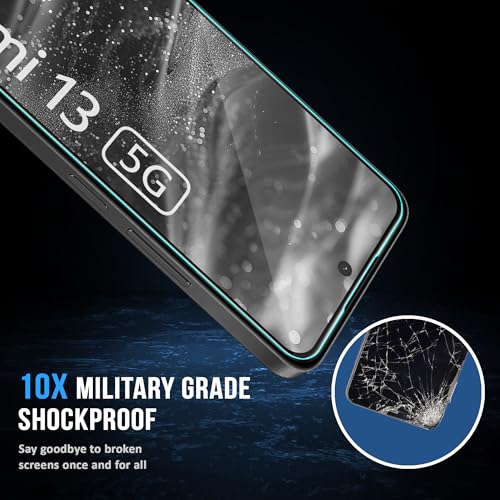 Image of ArmourPro Military Grade Gorilla Tempered Glass Compatible For Redmi 13, Redmi 12 and Poco M6 Pro (6.79 Inch) With Easy Installation Kit for Smartphone| Edge To Edge Coverage | Black, Pack of 2