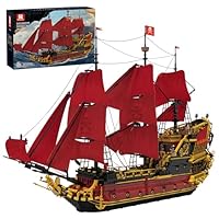 Reobrix Revenge Pirate Ship Building Block Set, Large Qeen Anns Historical Model Kit 66049, Collectible Sailing Ship Boat Construction Toy, Christmas Birthday Gifts for Adults and Kids, 5666+ Pieces
