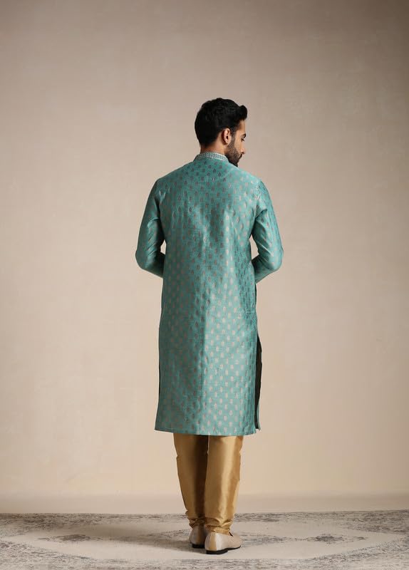 Image of Manyavar Men's Jacquard Hand Embroidered Kurta Set (2pcs)