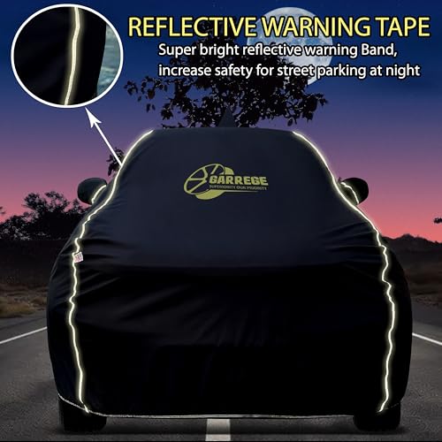 Image of Reflector Waterproof Car Cover for Kia Seltos 2026 Model with Mirror & Antenna Pocket | All Weather Protection | Washable Fabric | Black Color