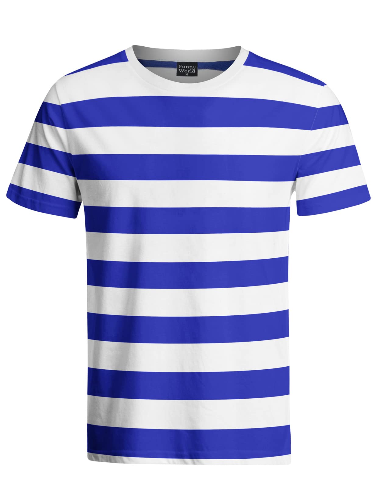 Funny WorldMen's Cotton Striped T-Shirt Crew Neck Short Sleeves Basic Casual Top