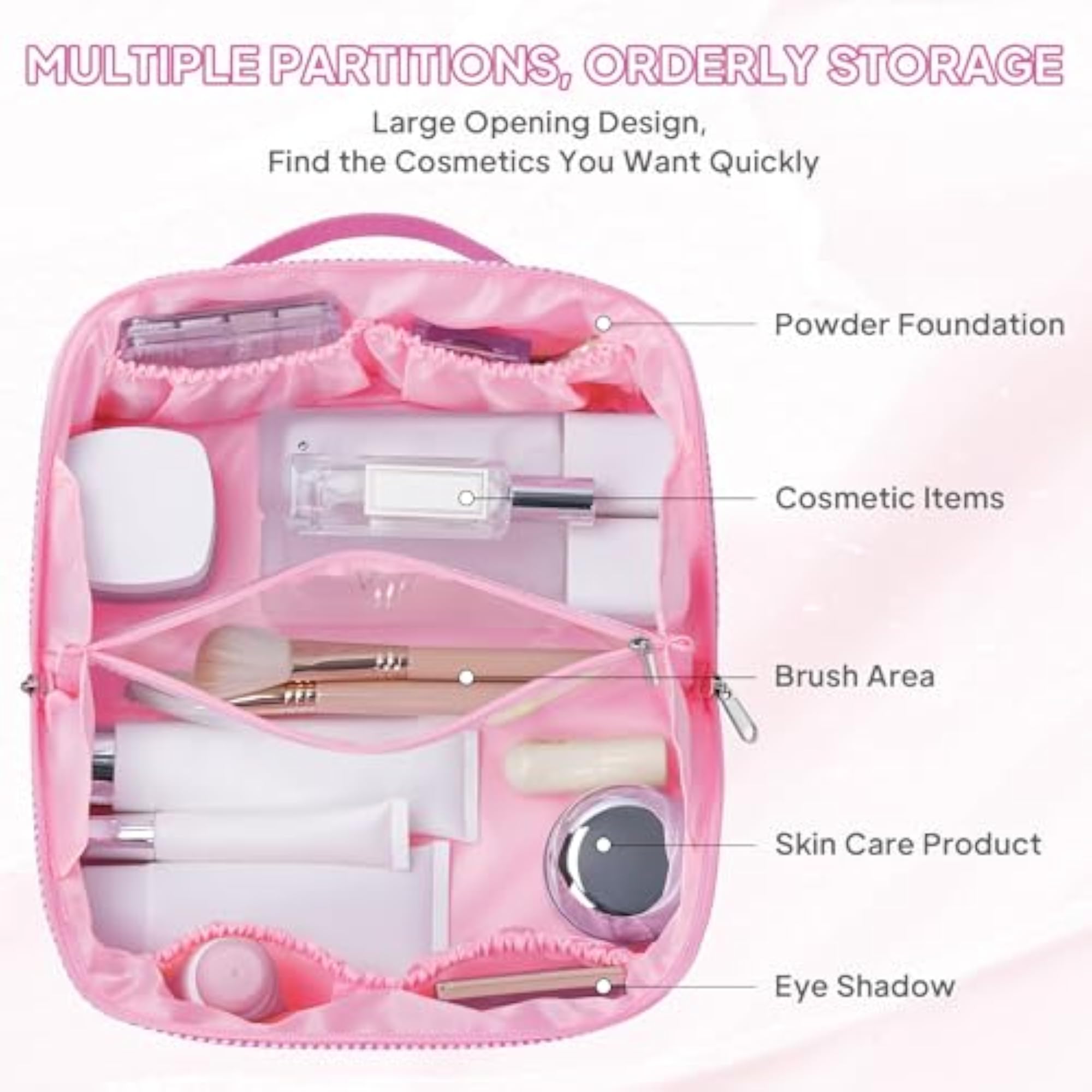 2Pcs Initial Travel Makeup Bag for Women and Girls