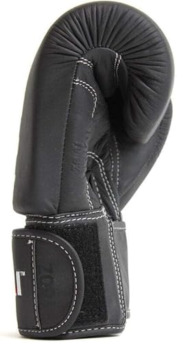 Miniatura 8 de SMAI Elite85 - Guantes de boxeo de cuero más envolturas de boxeo negras de 180 pulgadas, guantes de boxeo de competición hechos para sparring,