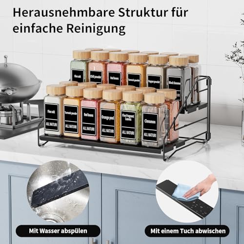 MAYZOLOP MAYZOLOP Gewürzregal, schwarz, Küchenregal, Gewürzaufbewahrung, Küche, für Theke, Schrank-Organizer, zerlegbarer Gewürzhalter aus Metall, Breite 34 cm - Zusatzansicht 4 | Gewürzregale