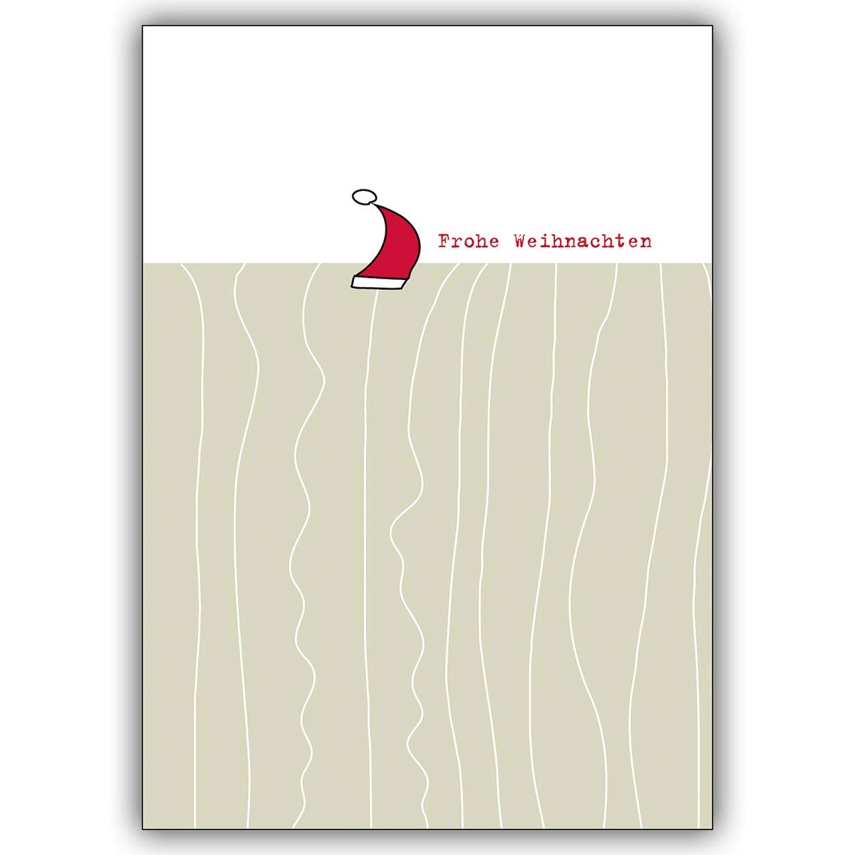 20er Set Moderne stilvolle Weihnachtskarten mit Weihnachtsmann Mütze, mit ihrem Innendruck (Var2) drucken lassen geschäftlich & privat: Frohe Weihnachten