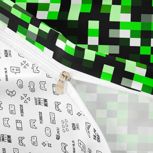 Housse de couette pixelisée verte pour remplacer un linge de lit terne et difficile à laver - 6