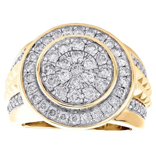 Round Cut White Diamond In 14K Yellow Gold Finish 925 Sterling Silver Double Halo Iced Out Charm Engagement Pinky Ring For Men's2