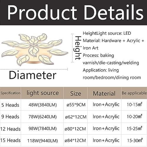 Plafonnier LED pétale dimmable à télécommande pour le salon - 4