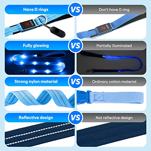 Koskill 4 Ft Led Dog Leash, Rechargeable Light Up Dog Leash Waterproof, Safety Glow In The Dark Dog Leash For Night Walking, Nylon Reflective Leashes With Padded Handle For Small Medium Large Pets #TOP5