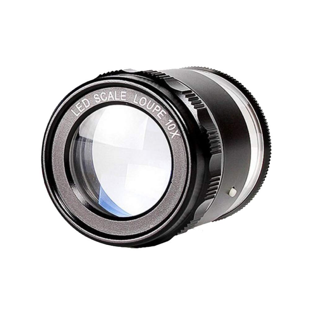 Lente d'ingrandimento 10X di alta qualità, con una lente di ingrandimento ad alta definizione con 8 luci LED, per anziani, professionisti, giovani, stampa a quadri, osservazione, colore nero HD